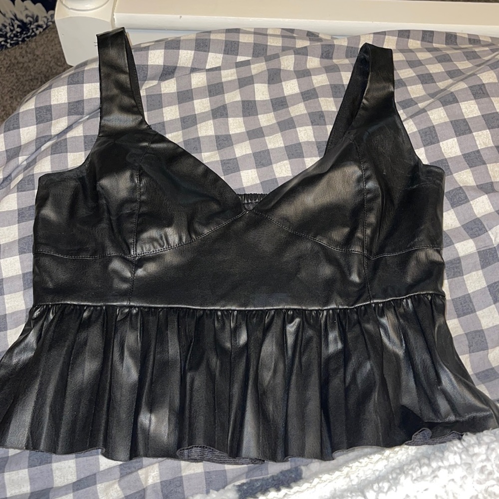 Zara nwt top faux leather